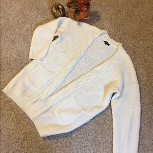 Cardigan Sweater Cream Knit Medium